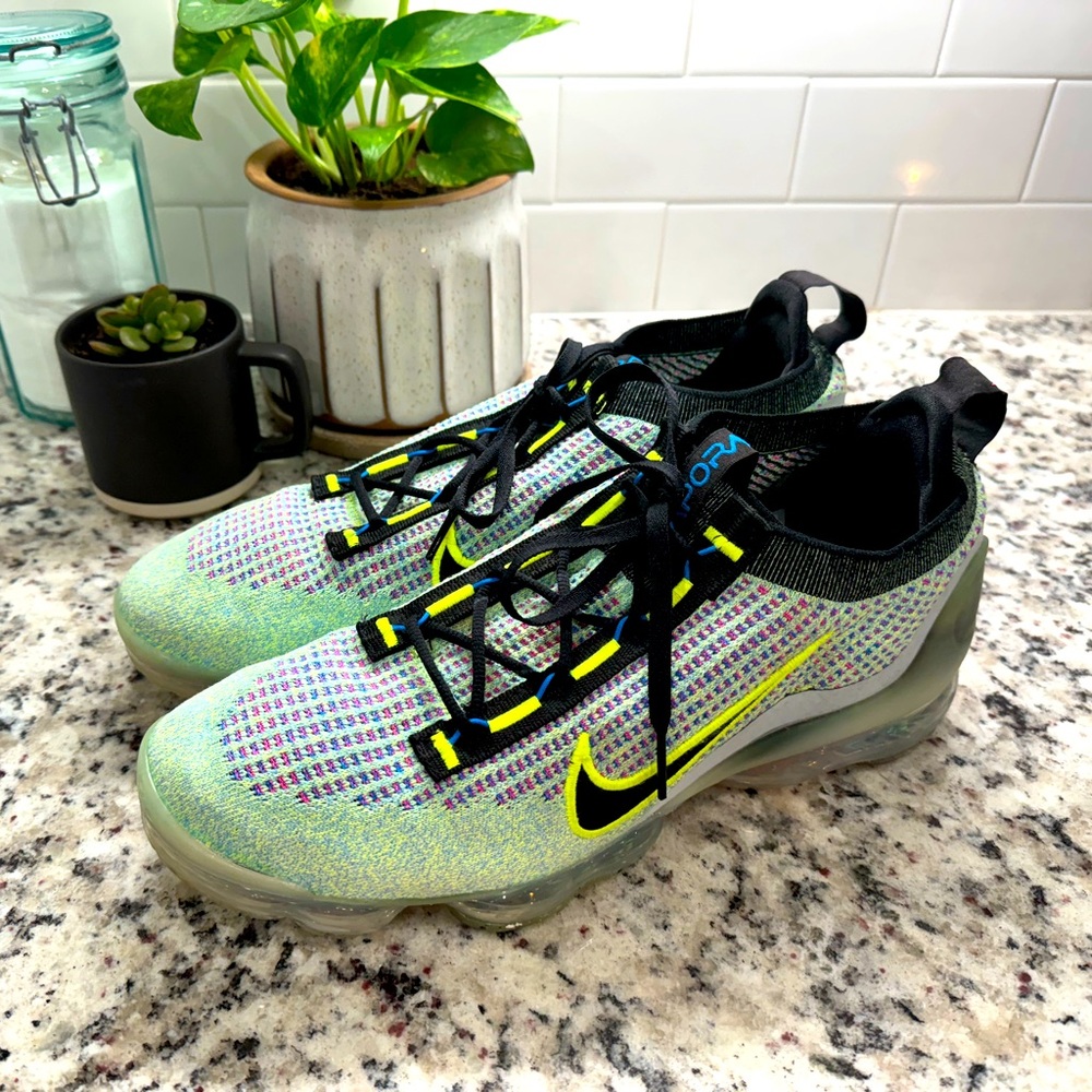 Nike Vapormax 2021 Flyknit: Volt/Black/Photo Blue: Men’s 12